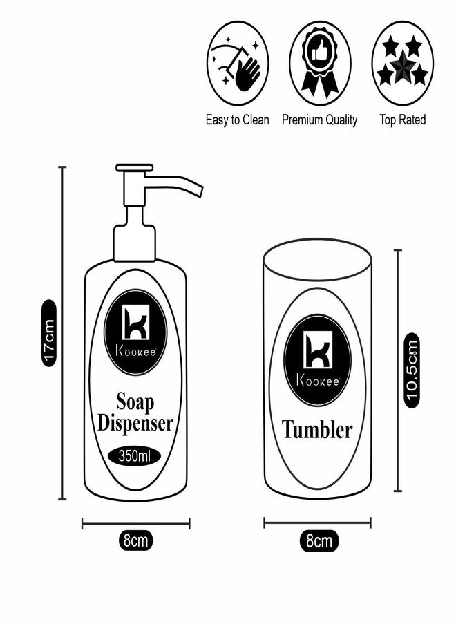 Kookee Ceramic Bathroom Set - Stylish 2 Piece Bath Accessories Kit with Soap Dispenser, Toothbrush Holder - Modern & Designer Decor for Home & Guest Bathrooms, Grey (9604) - Image 5